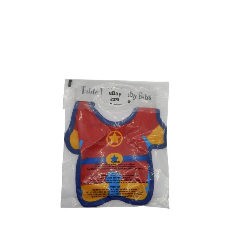 Table Wear Superhero Baby Bib Novelty Costume Style Red/Blue Yellow Trim